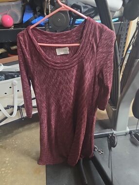 Anthropologie Heathered Burgundy Scoop Neck Tunic